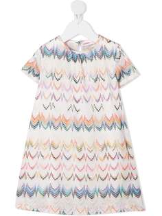 Missoni Kids трикотажное платье с узором зигзаг