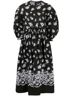 Simone Rocha платье миди с цветочным принтом