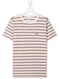 Lacoste Kids футболка в полоску с вышитым логотипом