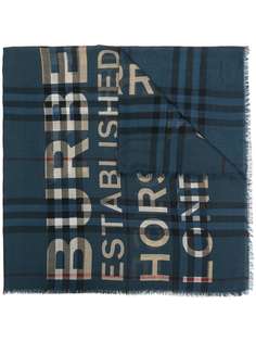 Burberry клетчатый шарф с принтом Horseferry