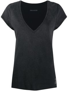 Zadig&Voltaire футболка с глубоким V-образным вырезом и блестками