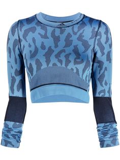 adidas by Stella McCartney укороченный топ TruePurpose с леопардовым принтом