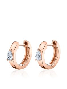 Anita Ko 18K Rose Gold Huggie Diamond Hoop Earrings