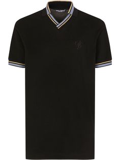 Dolce & Gabbana рубашка поло с контрастными полосками и V-образным вырезом