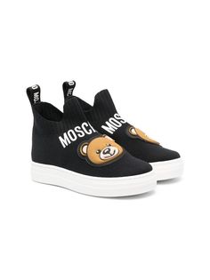 Moschino Kids высокие кроссовки-носки с нашивкой Teddy