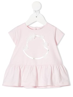 Moncler Enfant платье с логотипом и эффектом металлик