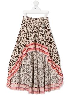 TWINSET Kids юбка миди с леопардовым принтом
