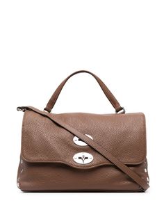 Zanellato pebbled leather studded satchel bag