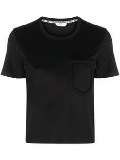 Fendi укороченная футболка с тисненым логотипом