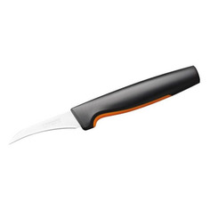 Нож кухонный Fiskars Functional Form 1057545, разделочный, для чистки овощей и фруктов, 70мм, заточка прямая, стальной, черный/оранжевый