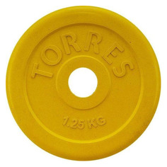 Диск Torres PL50381 для гантели обрезин. 1.25кг желтый