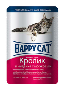 Паучи: кролик, индейка 0,1 кг HAPPY CAT