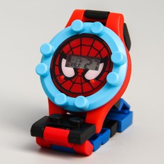 Часы наручные лего, человек-паук, с ремешком-конструктором Marvel
