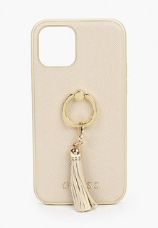 Чехол для iPhone Guess 12/12 Pro (6.1), PU Saffiano + Ring Hard Beige