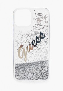 Чехол для iPhone Guess 12 Pro Max (6.7), Liquid glitter Script logo Silver