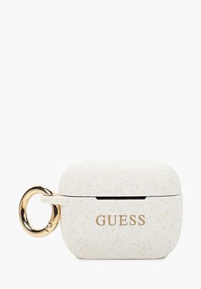 Чехол для наушников Guess Airpods Pro, Silicone case with ring Glitter/White
