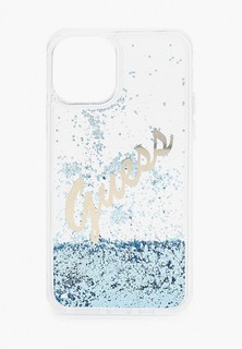 Чехол для iPhone Guess 12/12 Pro (6.1), Liquid glitter Script logo Blue