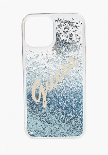 Чехол для iPhone Guess 12 Pro Max (6.7), Liquid glitter Script logo Blue