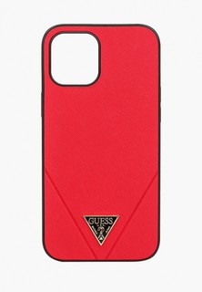 Чехол для iPhone Guess 12 Pro Max (6.7), PU Saffiano Triangle metal logo Red
