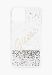 Чехол для iPhone Guess 12/12 Pro (6.1), Liquid glitter Script logo Silver