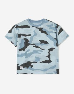 Футболка oversize с камуфляжным принтом для мальчика Gloria Jeans