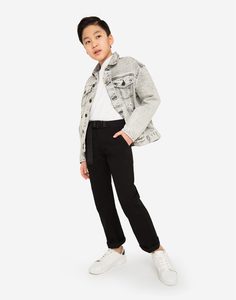 Чёрные прямые брюки с поясом для мальчика Gloria Jeans