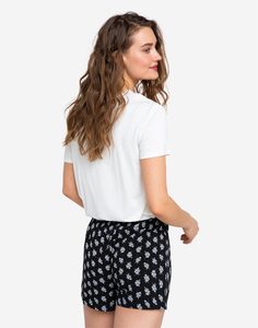 Чёрные пижамные шорты с цветочным принтом Gloria Jeans