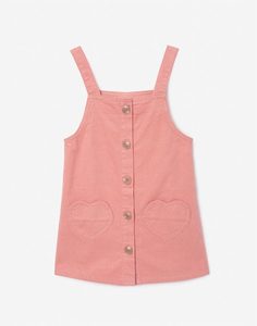 Розовый блестящий сарафан с сердечками для девочки Gloria Jeans