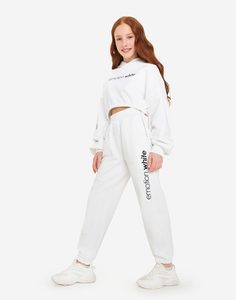 Белые спортивные брюки EMOTION WHITE для девочки Gloria Jeans