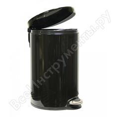 Корзина для мусора eko lux, с педалью, 12 литров, эмалированная сталь, черная wp12lb
