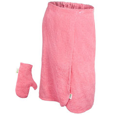 Махровый комплект для женщин Банные штучки розовый 2 предмета (33513) накидка + рукавица