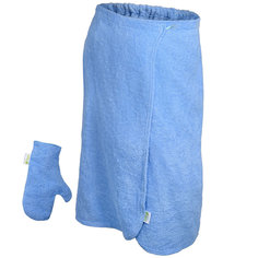 Махровый комплект для женщин Банные штучки голубой 2 предмета (33511) накидка + рукавица