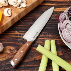 Нож кухонный стальной Daniks Wood 160939-1 поварской, 20 см