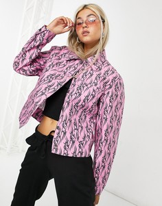Розовая куртка с контрастным графическим принтом от комплекта Local Heroes-Розовый цвет