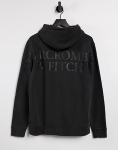 Худи черного цвета с фотореалистичным принтом логотипа на спине Abercrombie & Fitch-Черный