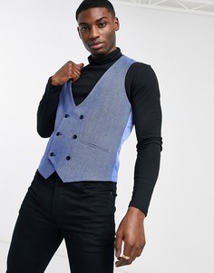 Светло-синий жилет узкого кроя в мелкую клетку Original Penguin-Голубой