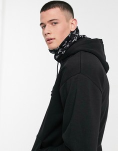 Черный худи с шарфом-снудом с логотипом NLM от New Look