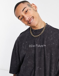 Темно-серая футболка в стиле oversized с логотипом ASOS Dark Future-Серый