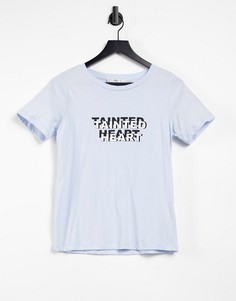 Голубая футболка с принтом Gestuz Tainted-Голубой
