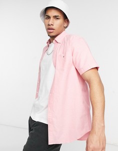 Классическая оксфордская рубашка нежно-розового цвета с короткими рукавами и логотипом Gant-Розовый цвет
