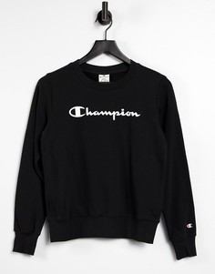 Черный свитшот с крупным логотипом Champion-Черный цвет