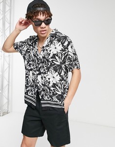 Черная рубашка с короткими рукавами и цветочным принтом River Island-Черный цвет