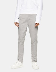 Эластичные зауженные чиносы светло-серого цвета Topman-Серый