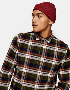 Шапка-бини кирпичного красного цвета в рыбацком стиле с вафельной фактурой Topman-Красный