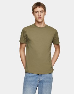 Оливковая классическая футболка Topman-Зеленый цвет
