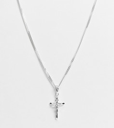 Ожерелье из стерлингового серебра с подвеской-крестиком Chained & Able-Серебристый