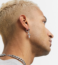 Серебристые серьги-кольца с крестом Reclaimed Vintage inspired-Серебристый