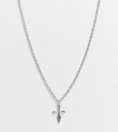 Серебристое ожерелье с гладким крестиком без вставок Reclaimed Vintage inspired-Серебристый