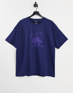 Свободная футболка с принтом предсказаний Daisy Street-Темно-синий