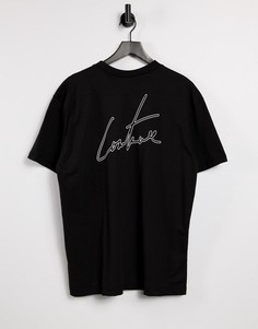 Черная свободная футболка с принтом The Couture Club-Черный цвет